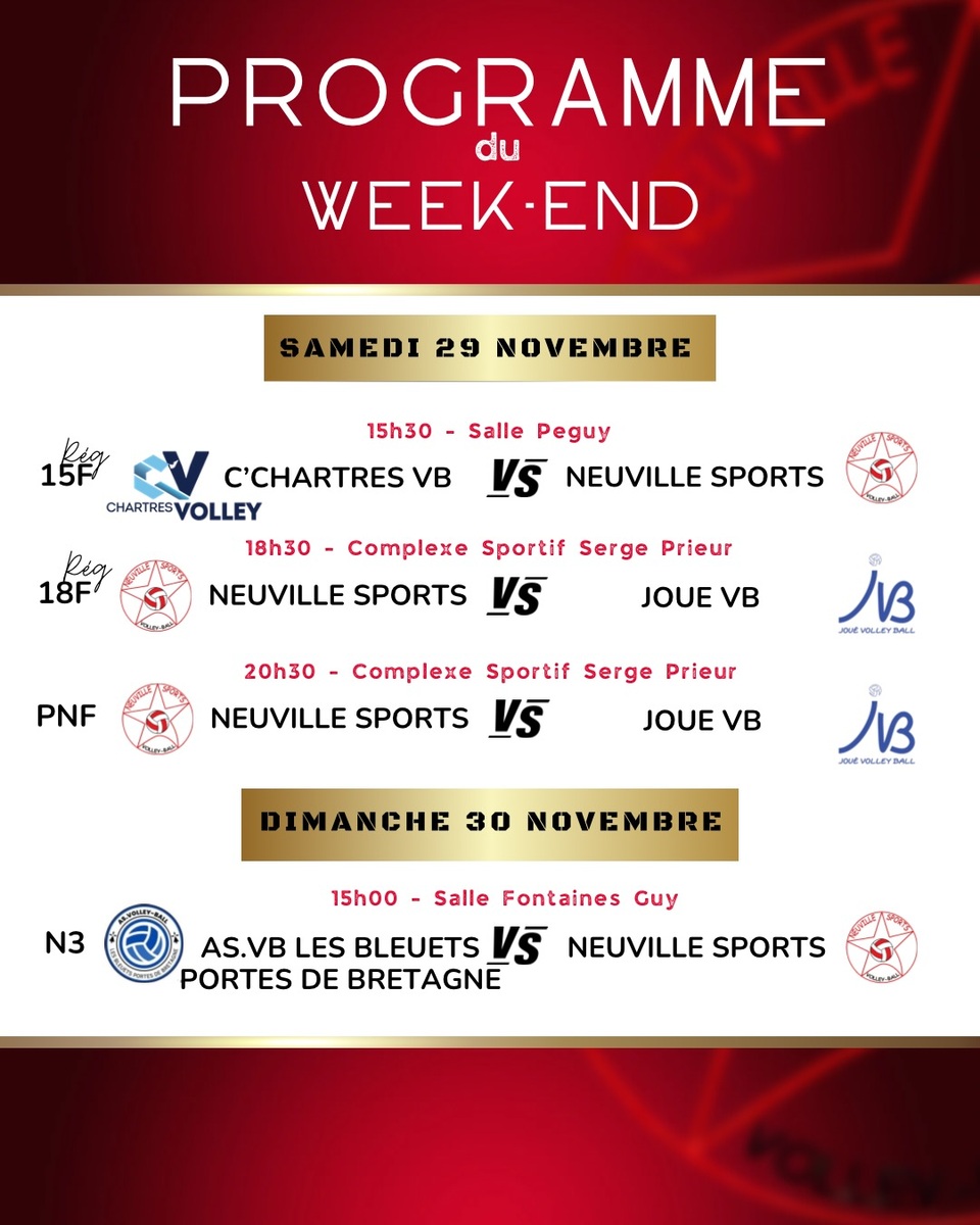 Matchs volley-ball we 29/30 nov. 2025
