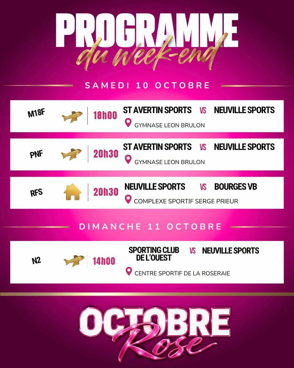 programme volley du we 10 et 11 octobre