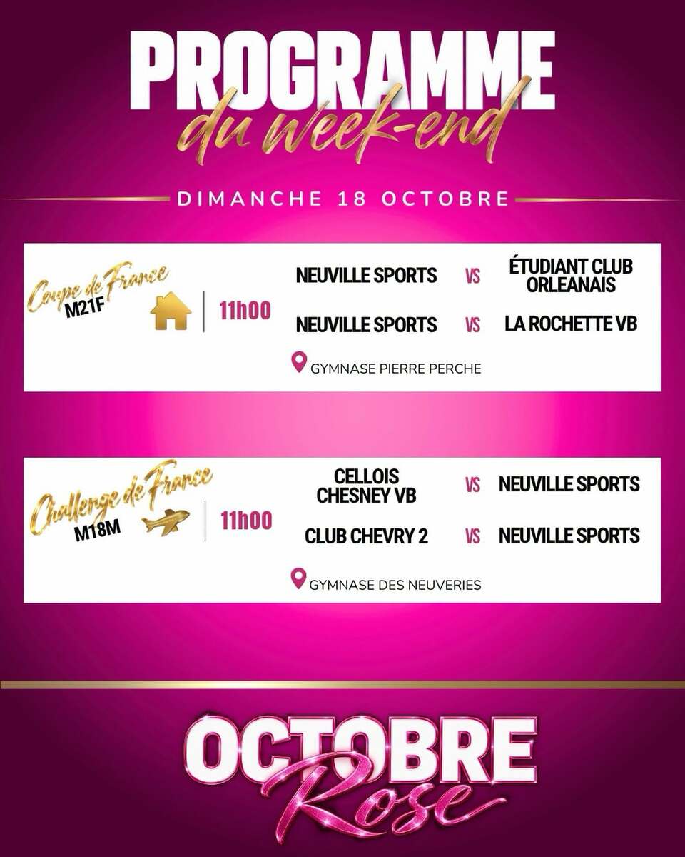 programme volley du we 18 et 19 octobre