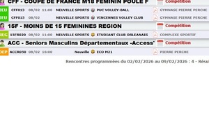 Matchs volley-ball du 6 au 12  février 2026