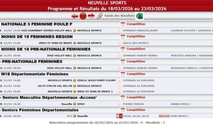 Matchs volley-ball du 18 au 23 mars  2026