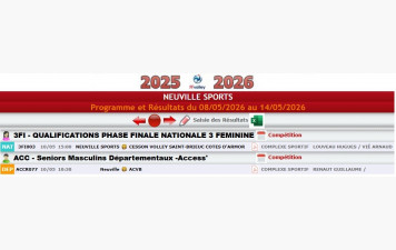 programme des matchs de volley-ball du 4 au 11 mai 2026
