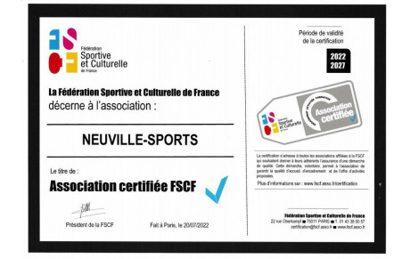 Neuville Sports de nouveau certifié FSCF