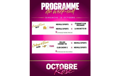 programme volley du we 18 et 19 octobre